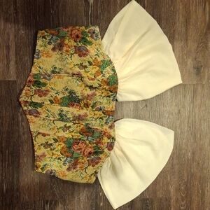 Cider Floral Corset Top with Cream Bell Sleeves